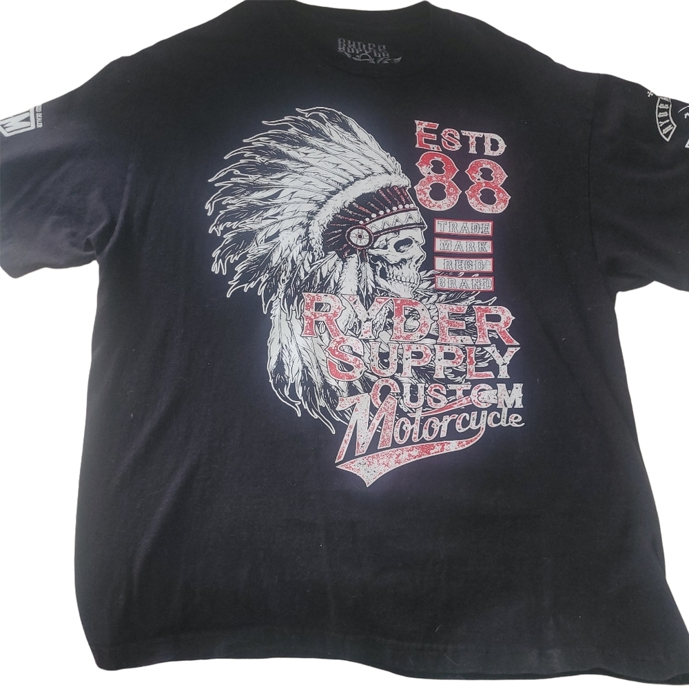Ryder Supply Trademark Bikercore Black Graphic Print Tshirt XL